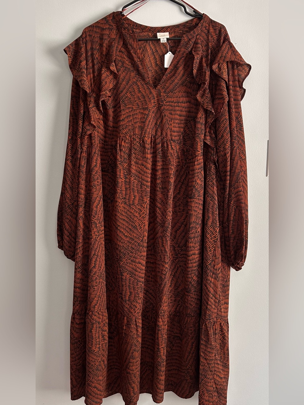 A New Day Brown Ruffle Dress | Plus Size 1X